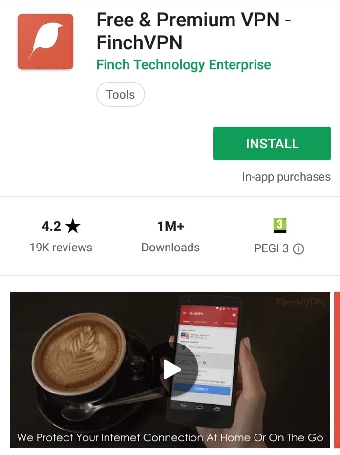 FinchVPN Play Store screenshot