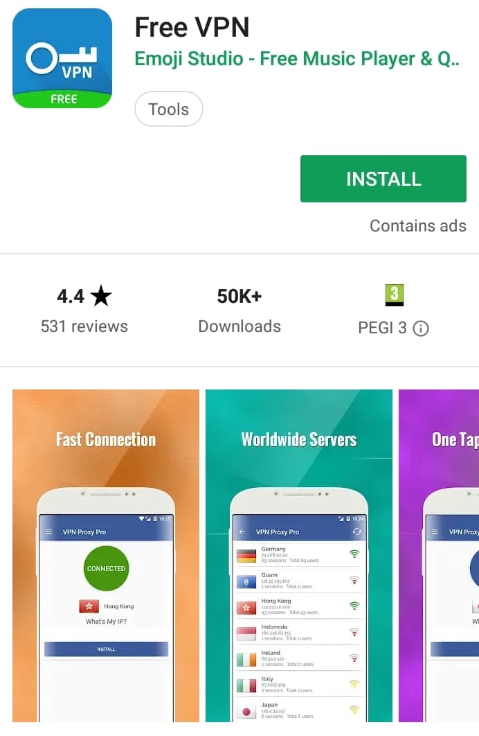 Free VPN Play Store screenshot
