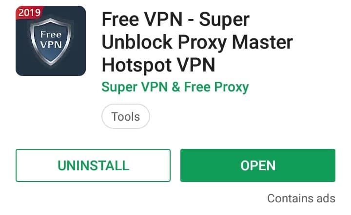 Free VPN Play Store screenshot