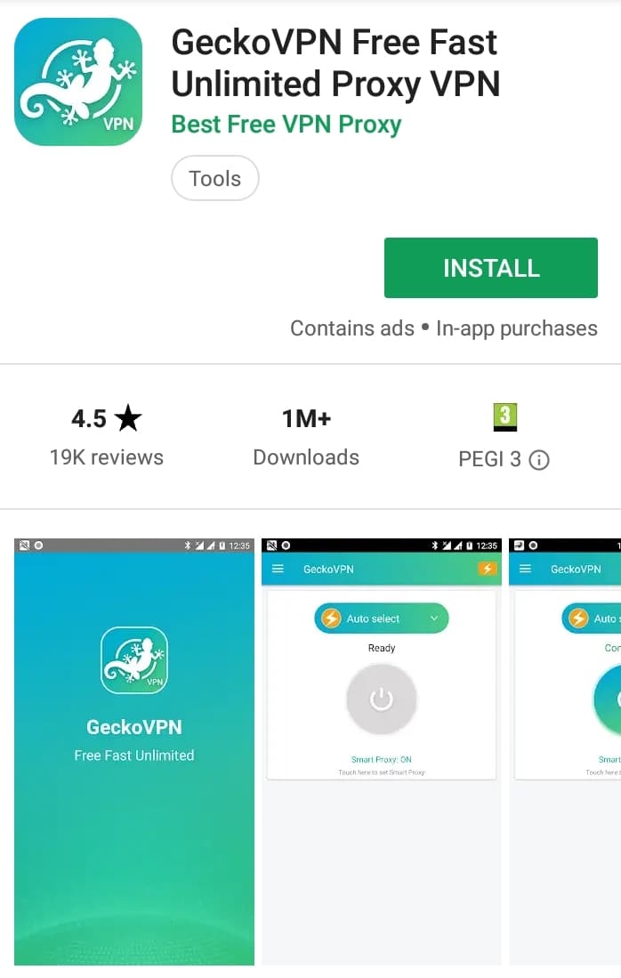 GeckoVPN Play Store screenshot