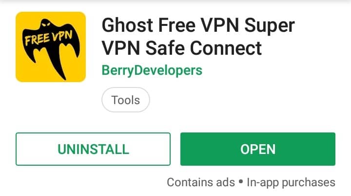 Ghost Free VPN Play Store screenshot