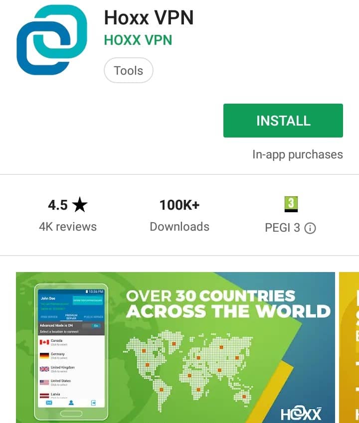 Hoxx VPN Play Store screenshot