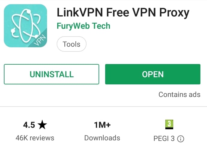 LinkVPN Play Store screenshot