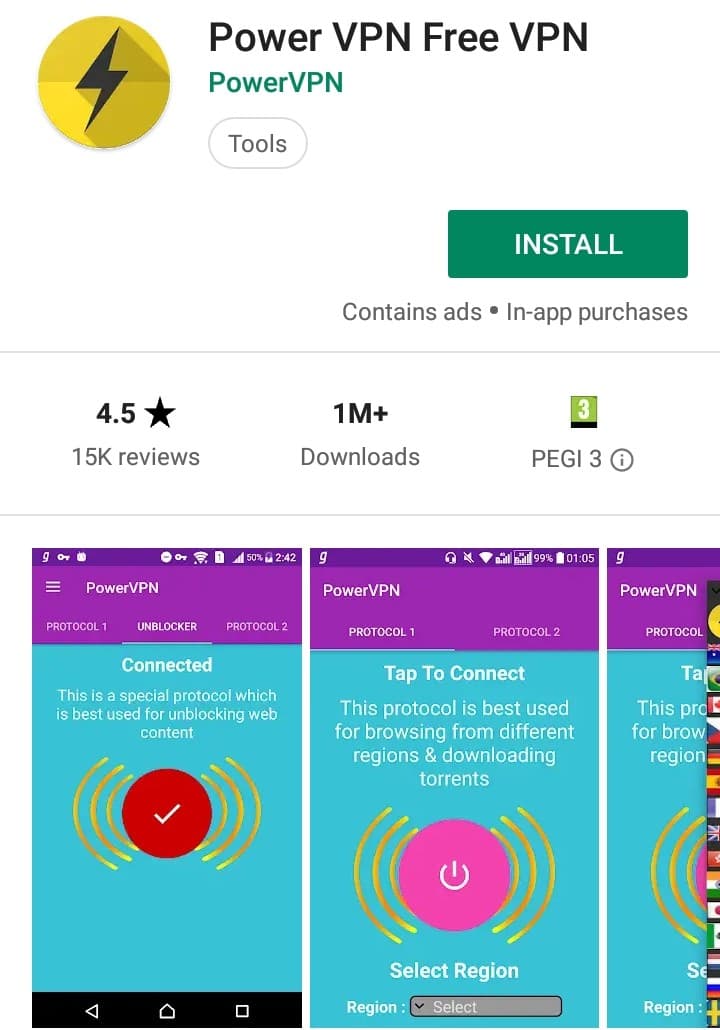 Power VPN Play Store screenshot