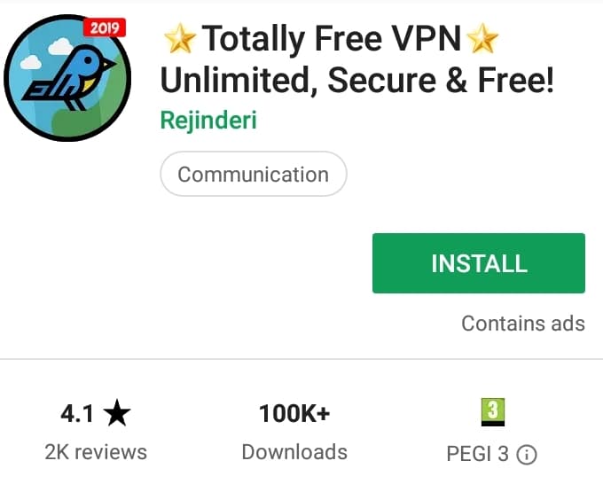 Totally Free VPN Play Store screenshot