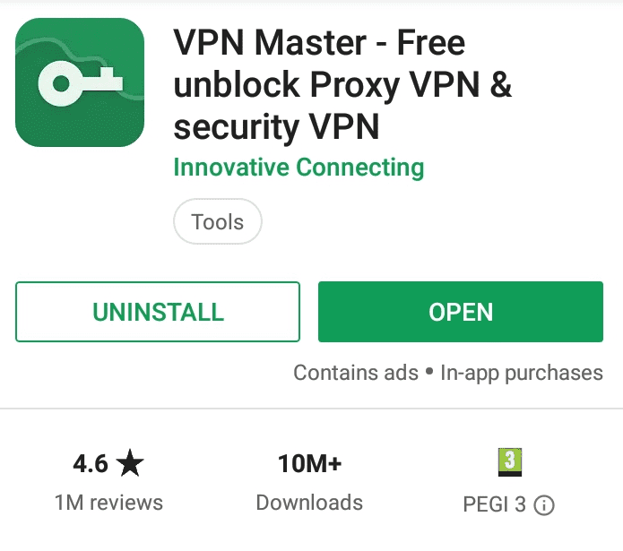 VPN Master Play Store screenshot