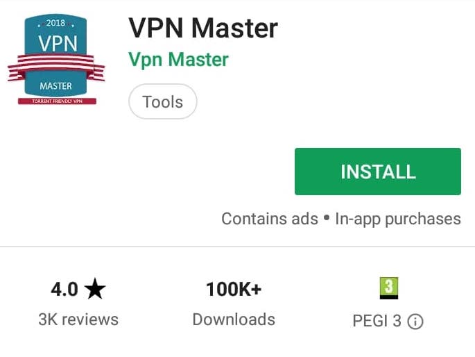 VPN Master Play Store screenshot