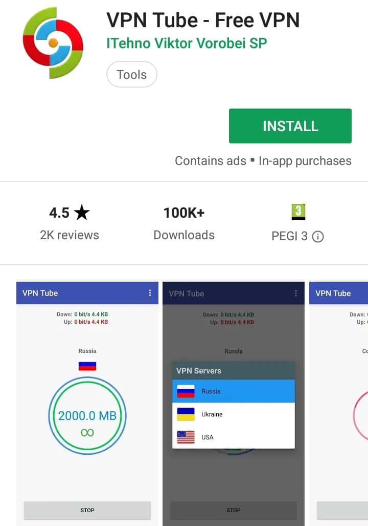 VPN Tube Play Store screenshot