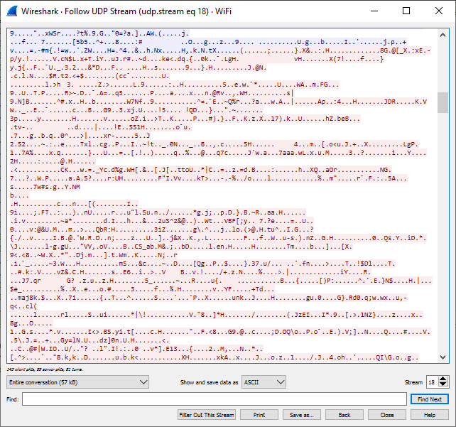 Screenshot des Wireshark-Scans von Wifi während der Verbindung mit VyprVPN