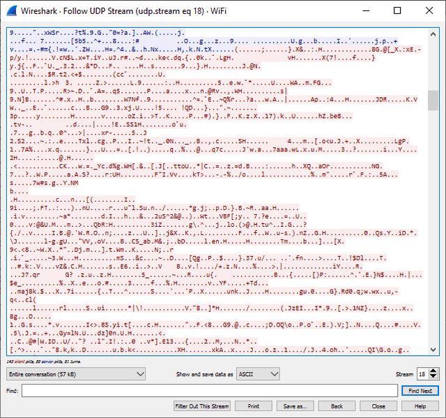 Captura de pantalla de Wireshark escaneando el Wi-fi mientras nos conectamos a VyprVPN