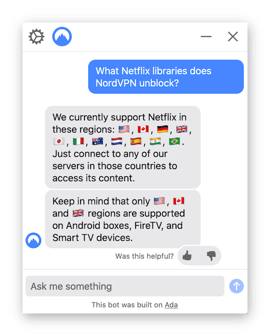 Il servizio clienti tramite live chat di NordVPN