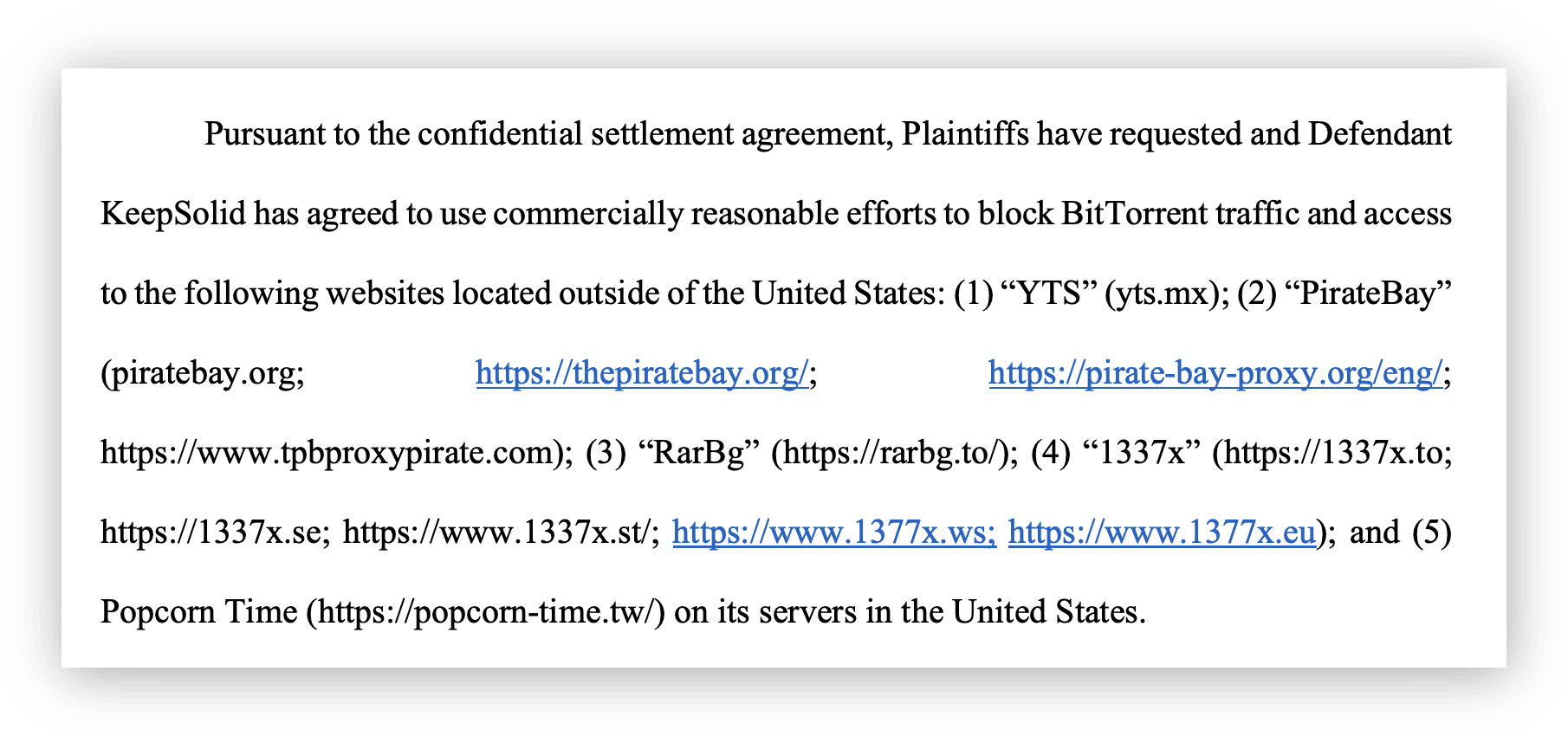 Screenshot of a KeepSolid's Stipulation of Dismissal.