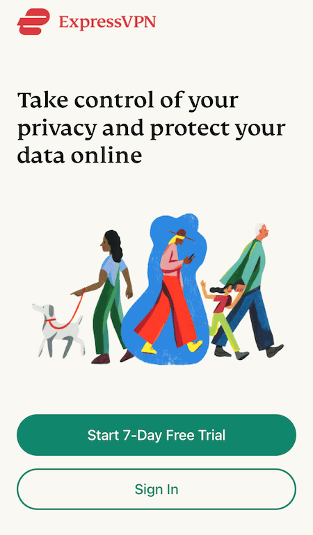Aanmelden bij de gratis proefversie van ExpressVPN voor iOS
