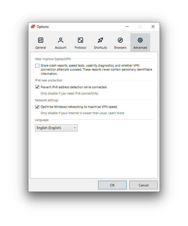 ExpressVPN advanced security settings