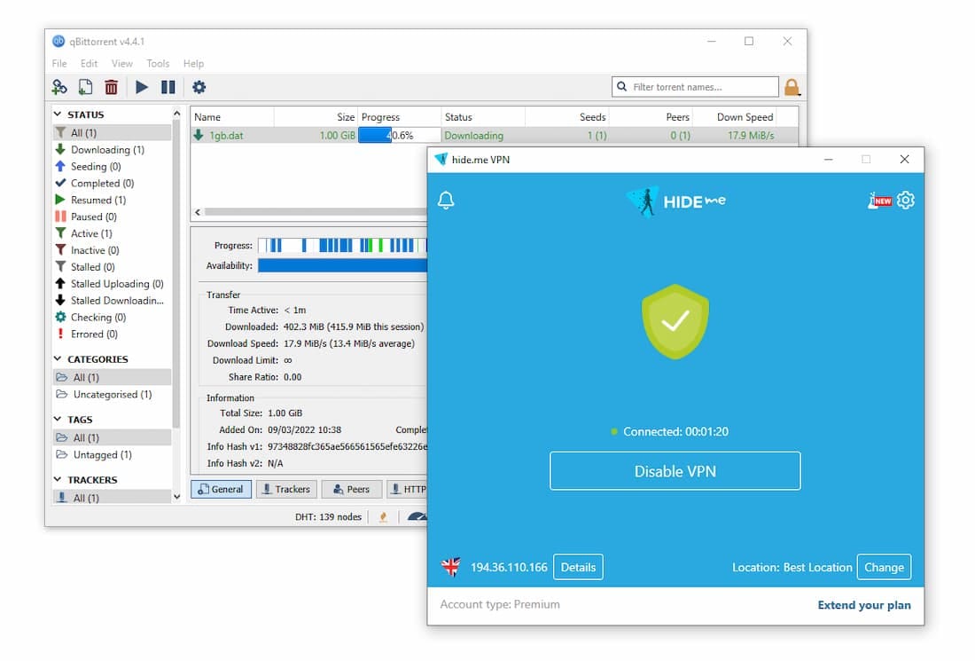 Hide.me su qBittorrent