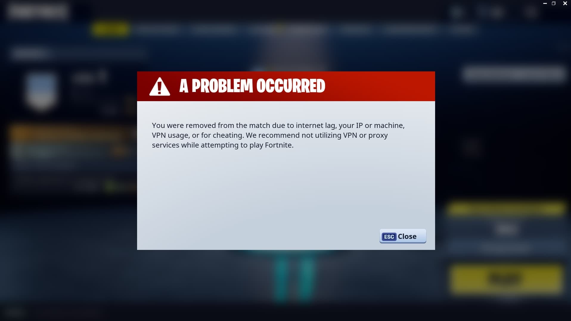 Fortnite IP ban