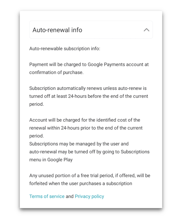 Surfshark Free Trial Android Auto-Renewal Notice