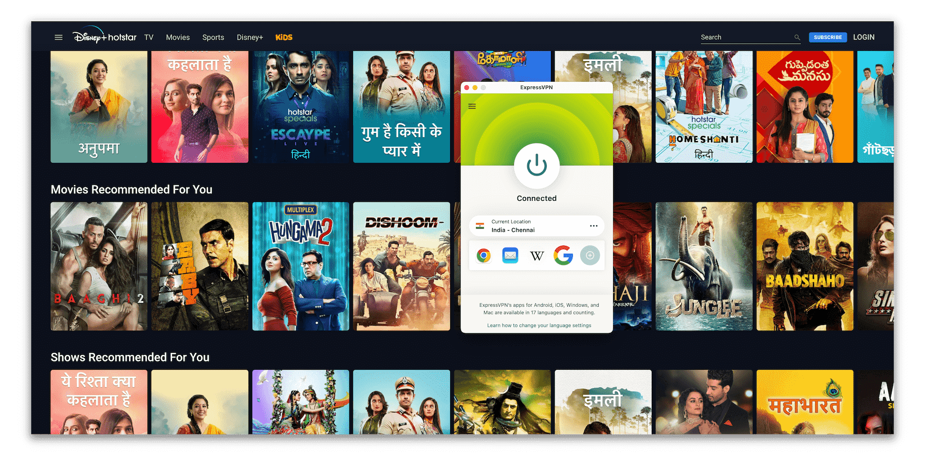 ExpressVPN Hotstar Streaming