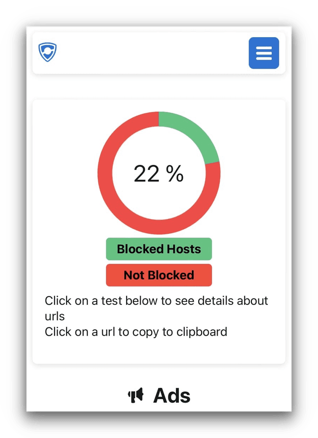 Touch VPN's low ad blocking score