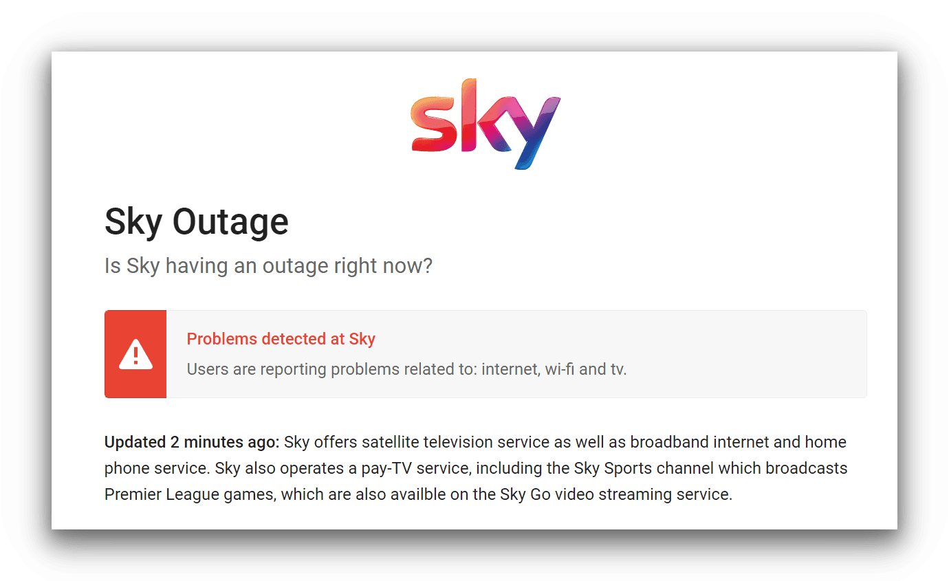 Sky service outage 