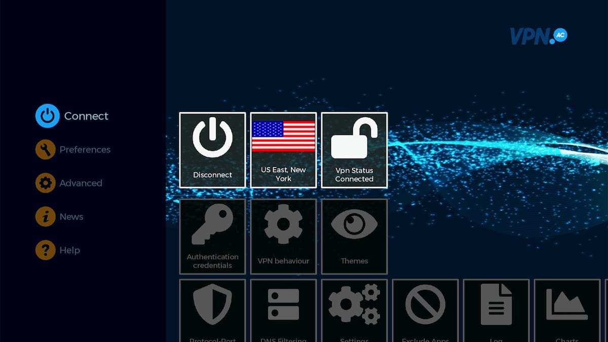 The VPN.AC app for Fire TV Stick