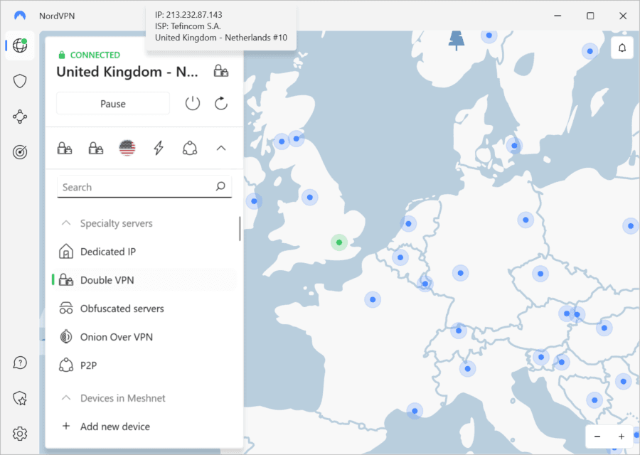 NordVPNs doppelte VPN-Server unter Windows