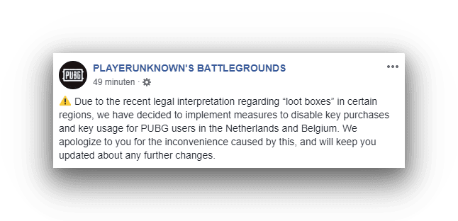 PUBG Mobile's statement on the banning of loot boxes