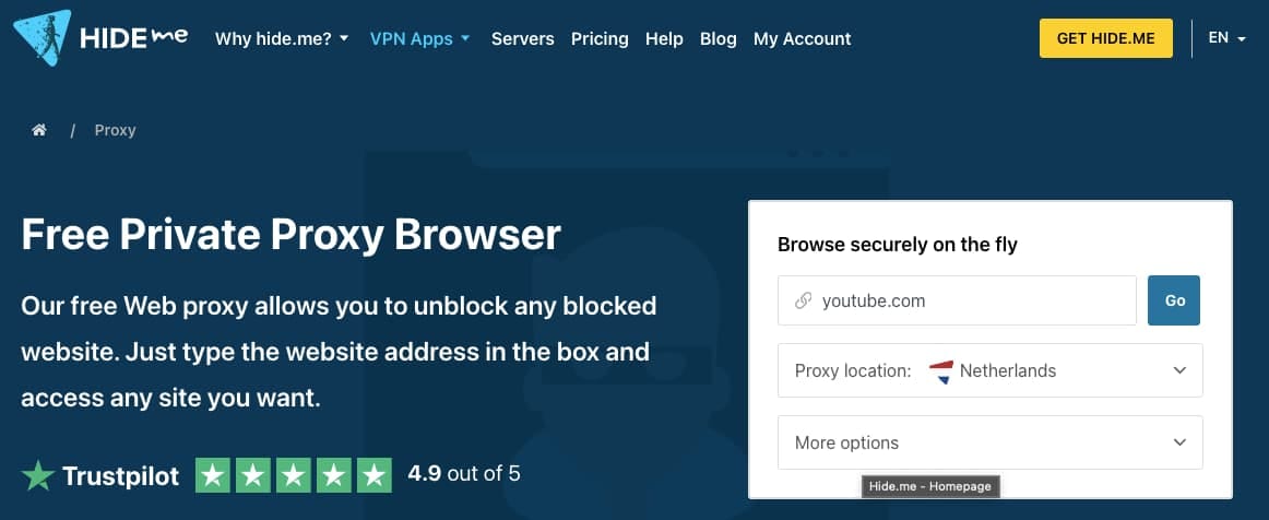 Hide.me's Proxy Browser