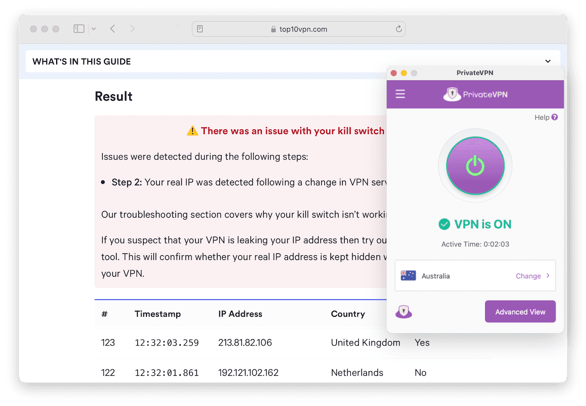 Testing the efficacy of PrivateVPN's kill switch