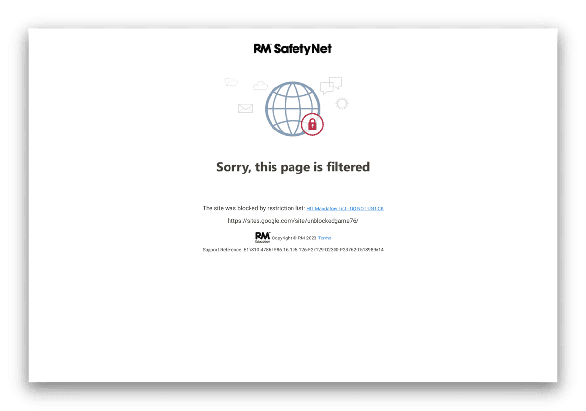 Gaming website blocked on a Google Chromebook