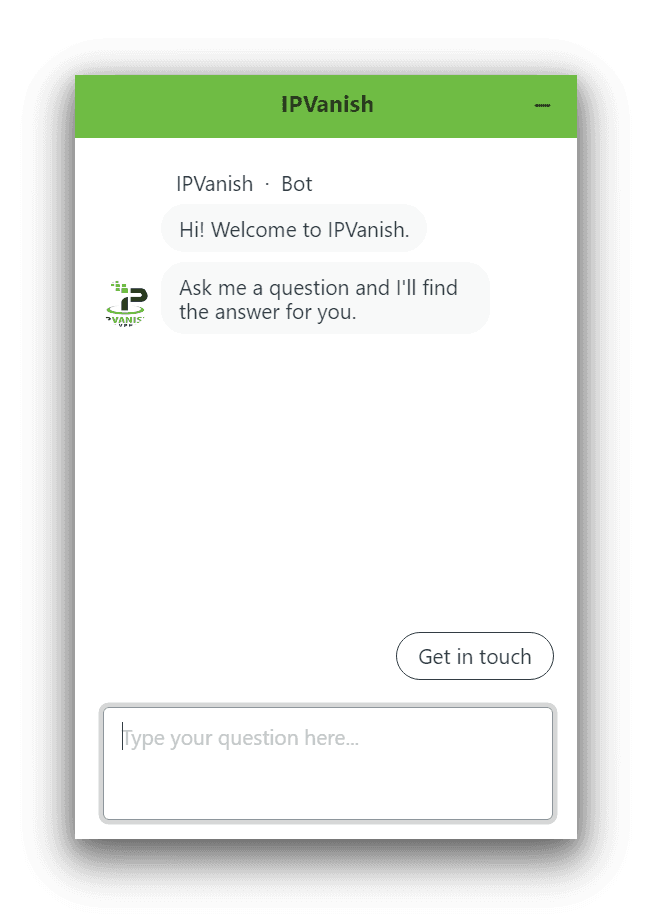 IPVanish's chatbot support