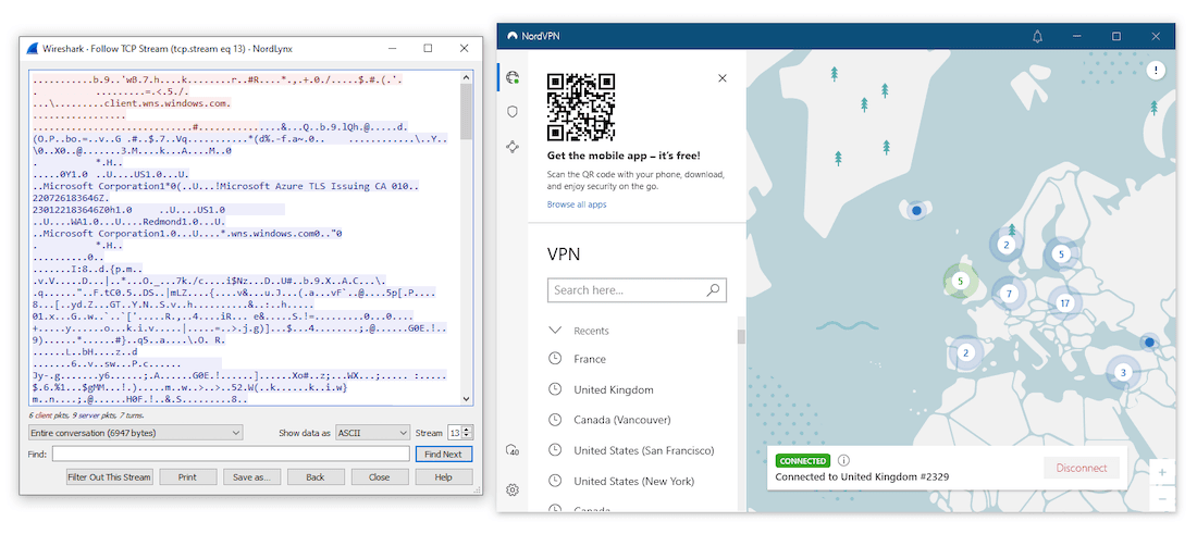 Test szyfrowania NordVPN za pomocą Wireshark