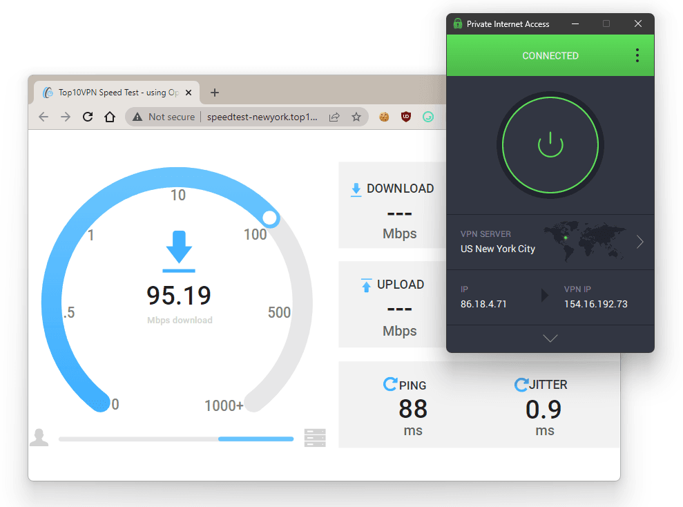 Test des vitesses de connexion de Private Internet Access à l'aide de notre outil