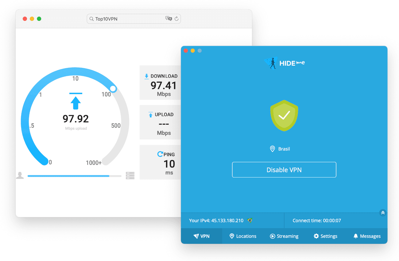 Testen der Internetgeschwindigkeiten von Hide.me mit unserem proprietären Geschwindigkeits-Test-Tool.