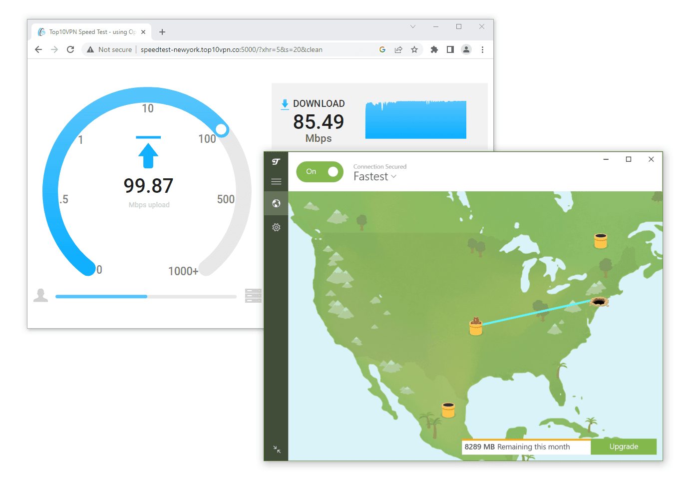 TunnelBear 무료 버전 속도 테스트