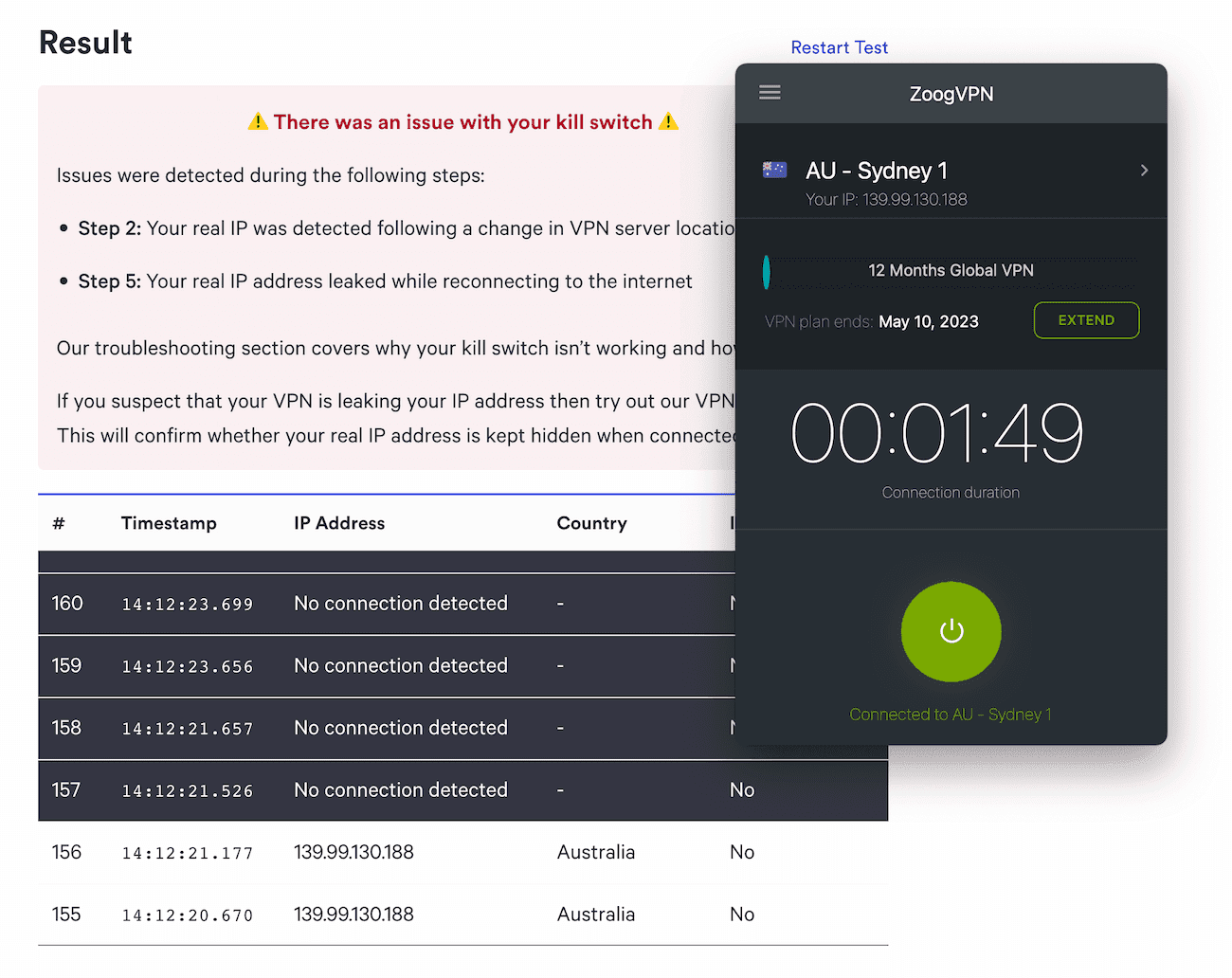 ZoogVPN failed our kill switch test on macOS.