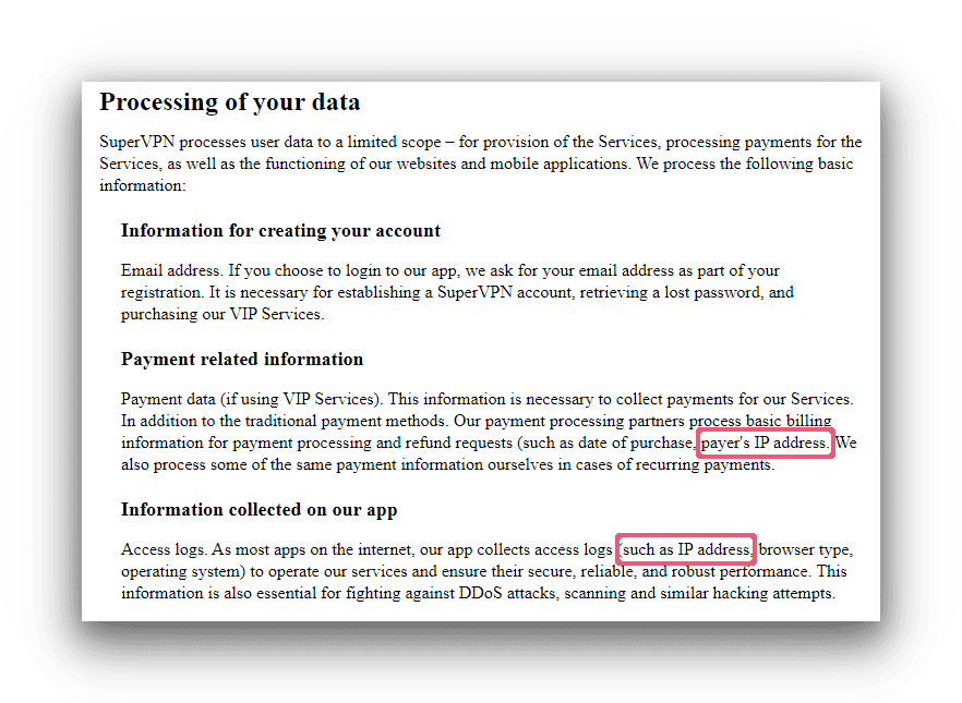 Política de privacidade da SuperVPN