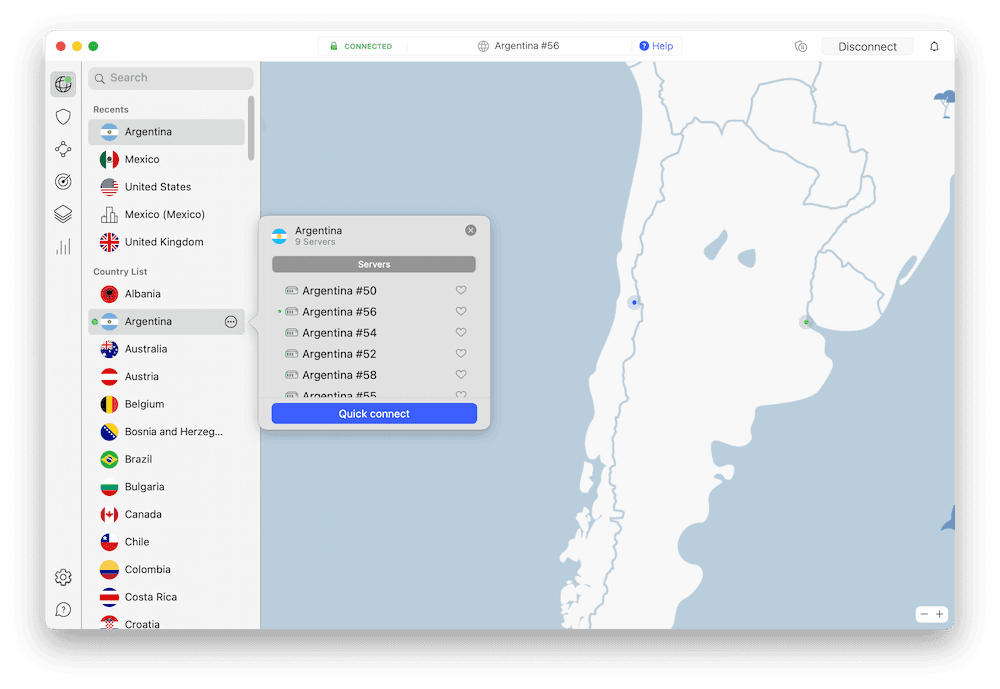 Argentyńskie serwery NordVPN