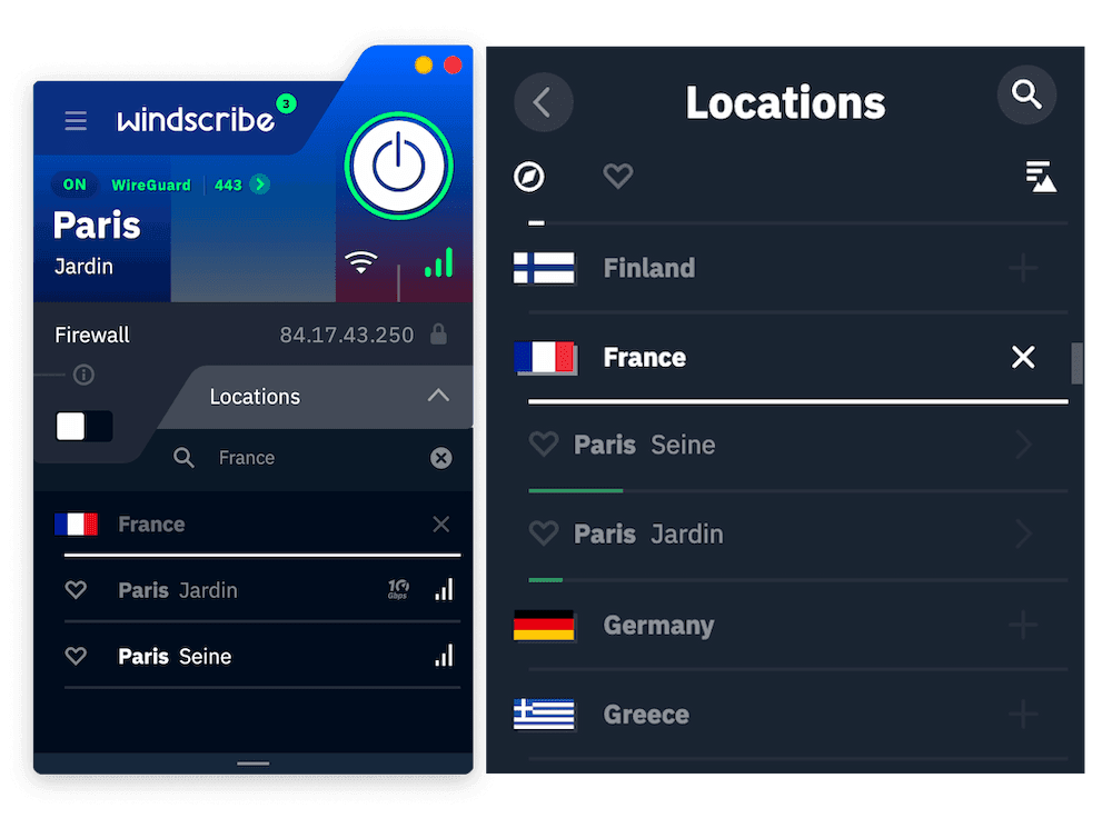 Windscribe Free France Servers