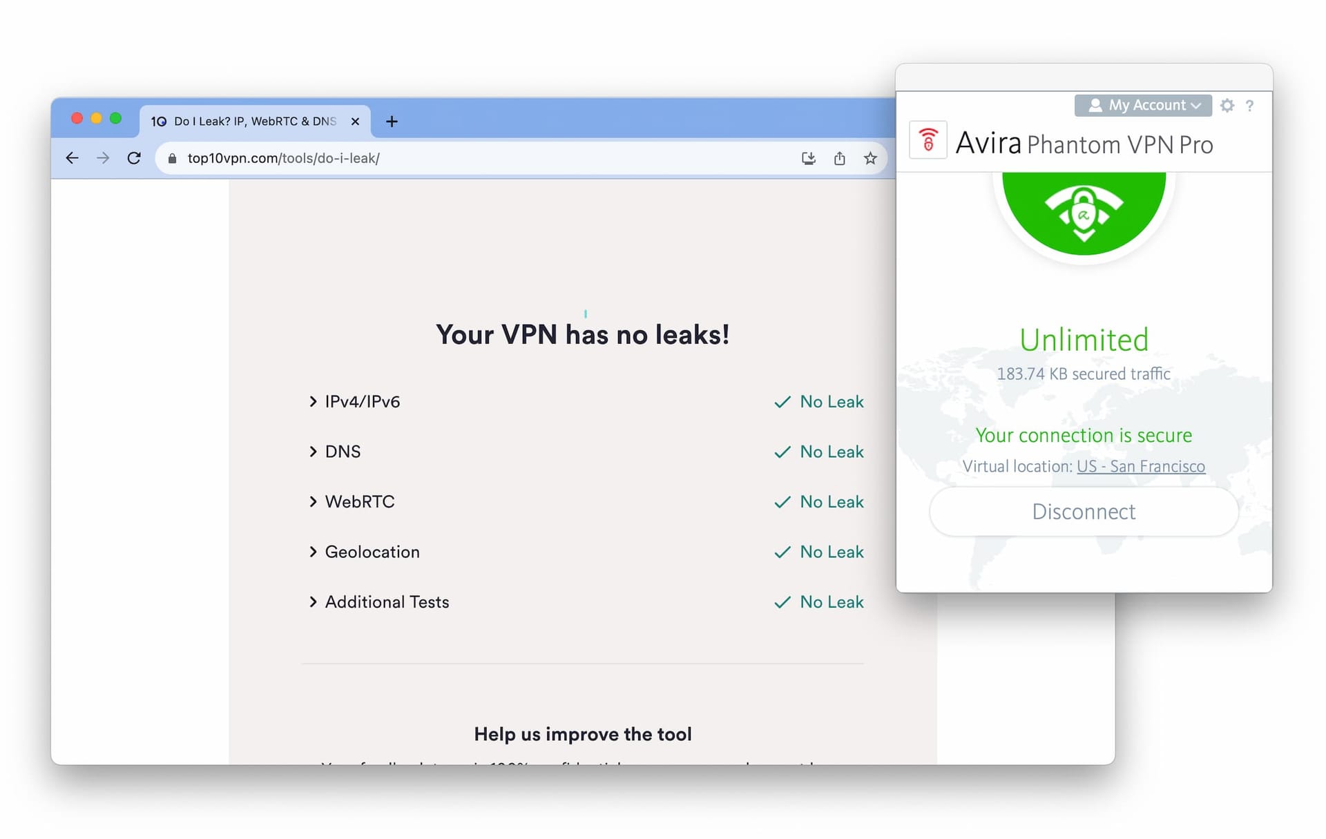 Avia Phantom VPN Leak Test