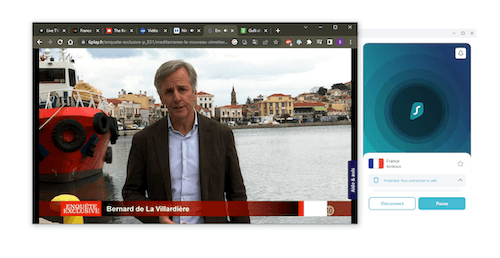 Surfshark permet d'accéder aux chaînes de télévision françaises