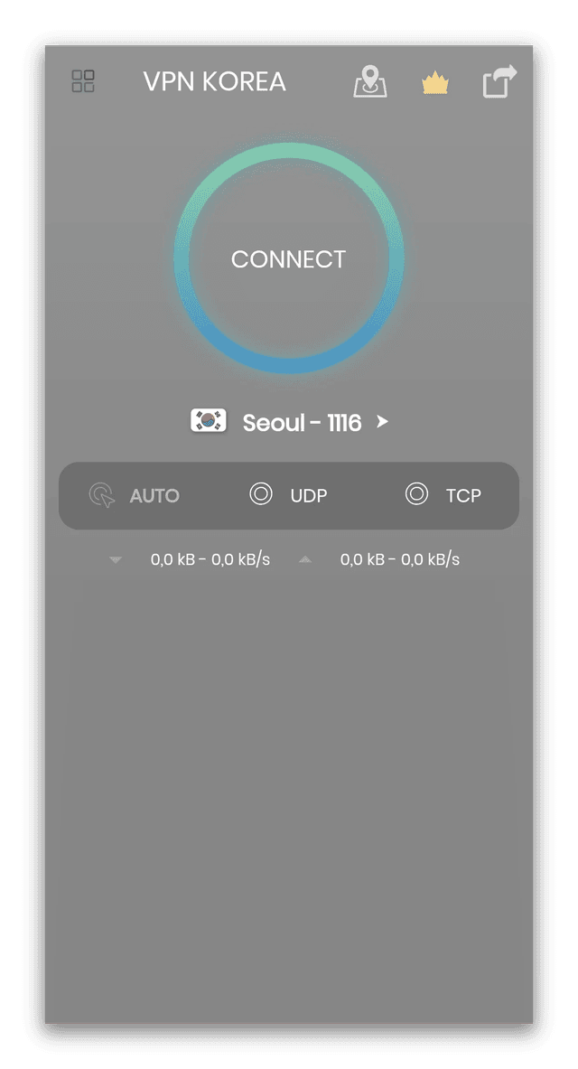 VPN Korea Home Screen