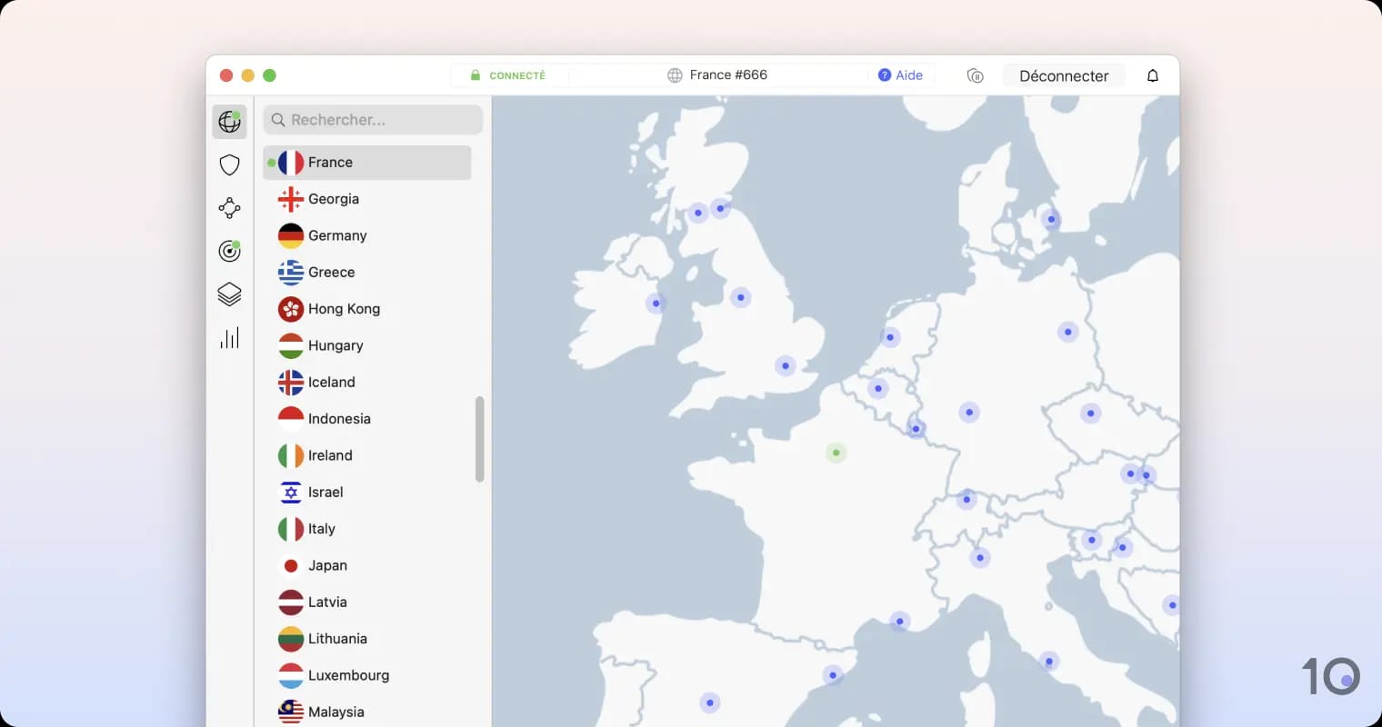 L'application NordVPN pour macOS