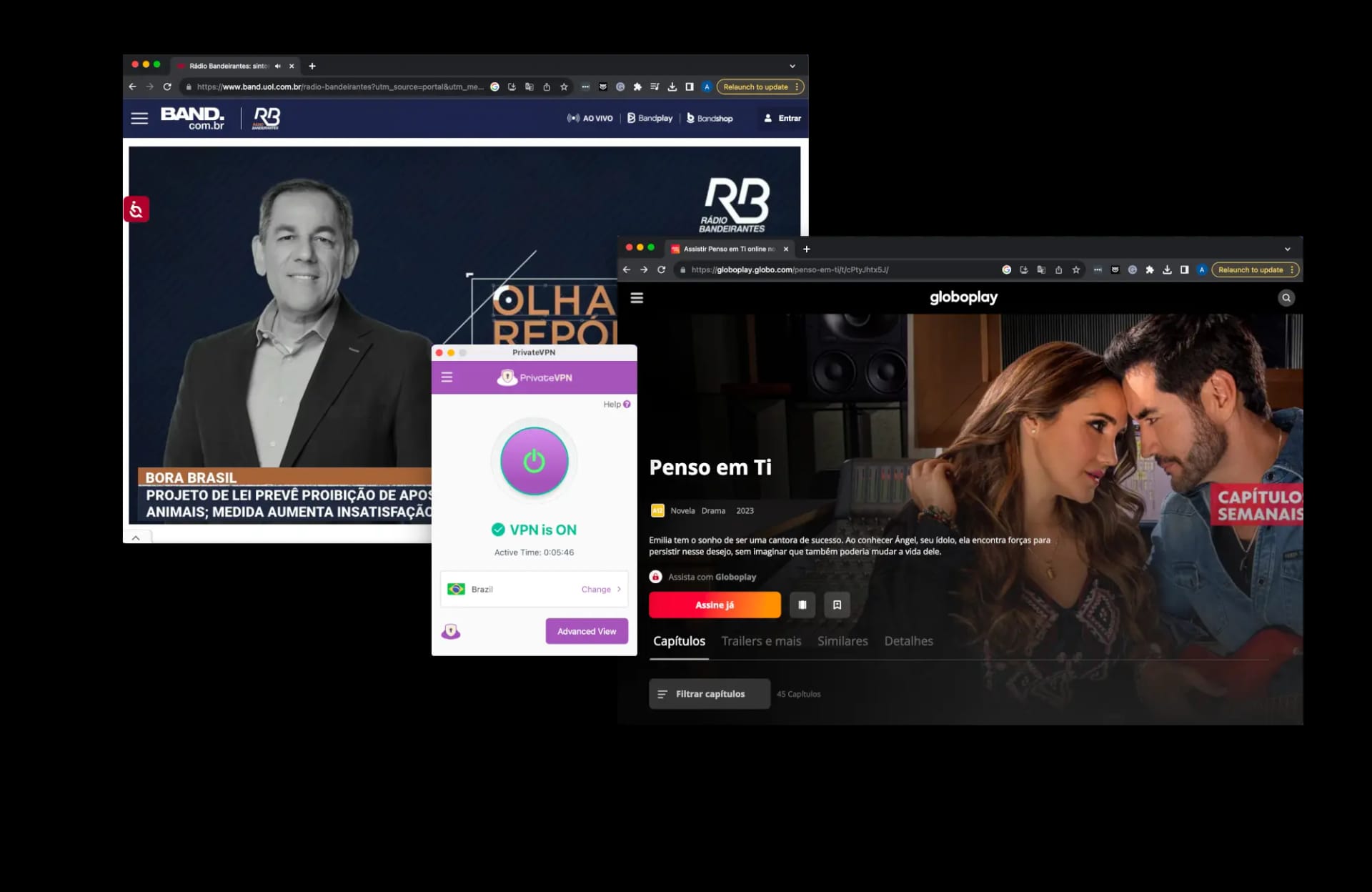 PrivateVPN desbloqueia GloboPlay e Band