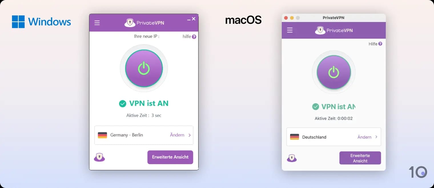 PrivateVPN-Apps für Windows und macOS