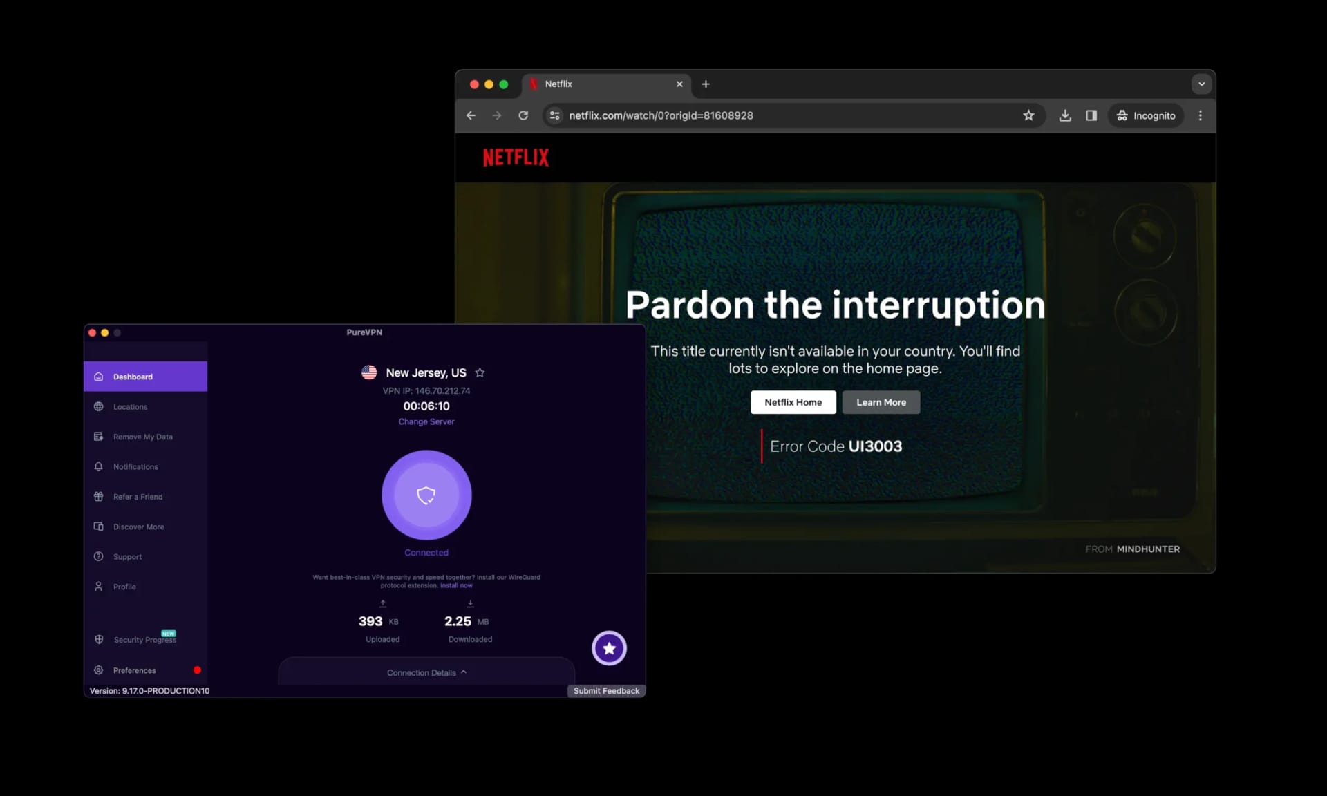 Testen von PureVPN mit US Netflix