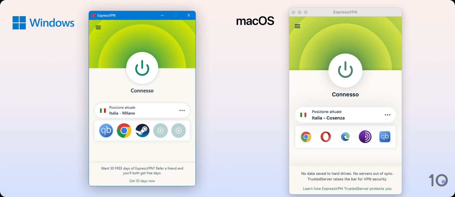 App di ExpressVPN per Windows e macOS
