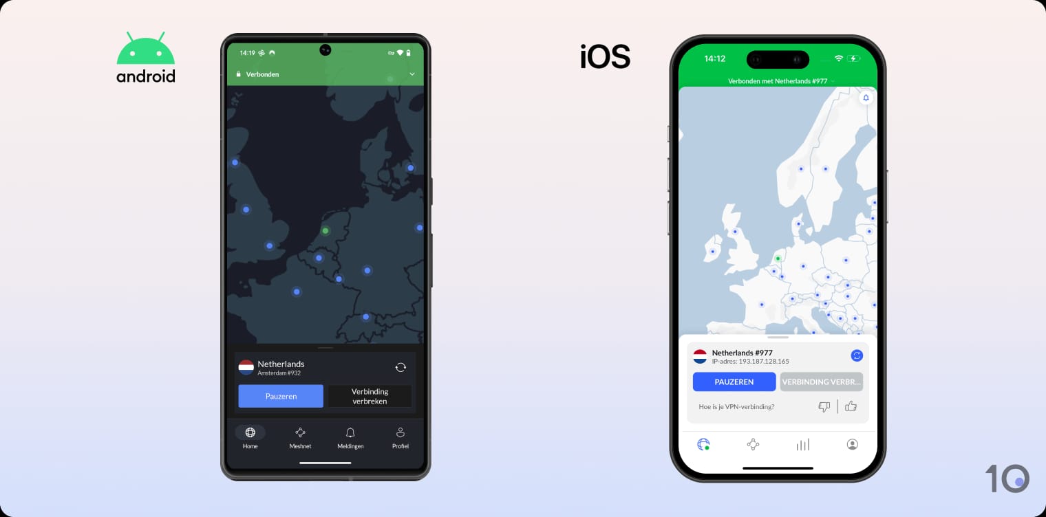 NordVPN's apps voor Android en iOS