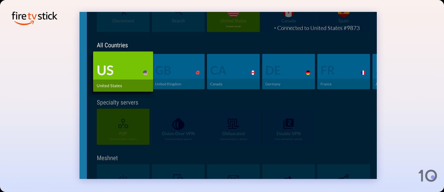 L'application NordVPN pour Fire TV