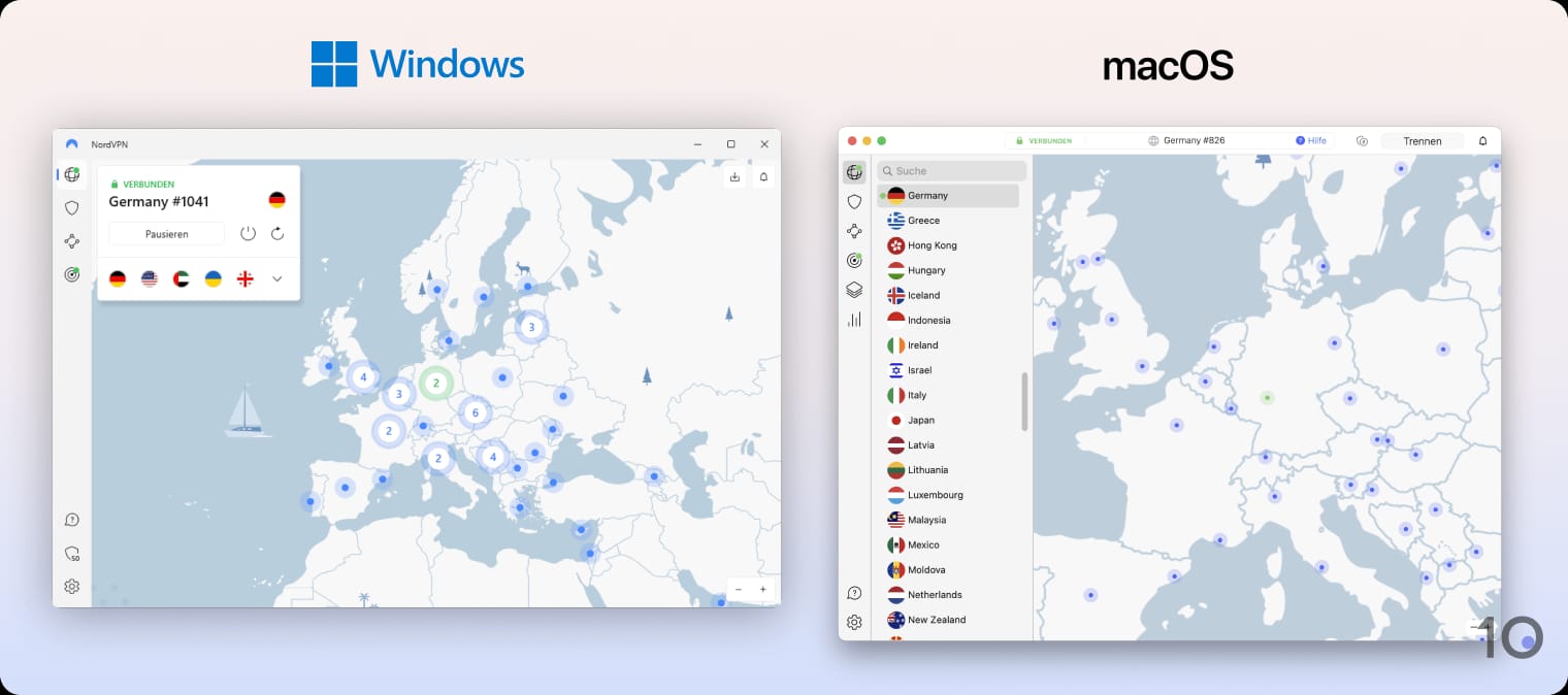 NordVPNs Apps für Windows und macOS